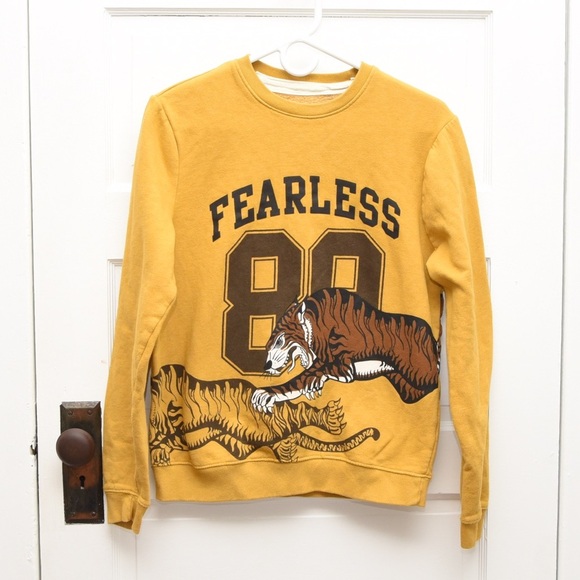 Men's Blind Rooster Fearless Tiger Sweatshirt Long Sleeves Gold Size M - Picture 1 of 8